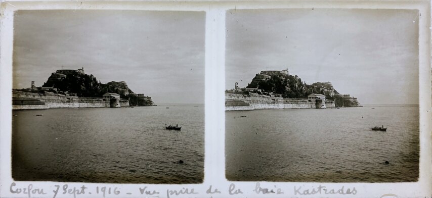 Corfu, 7 Sep 1916, View of the Castle, Greece, Personal Glass
