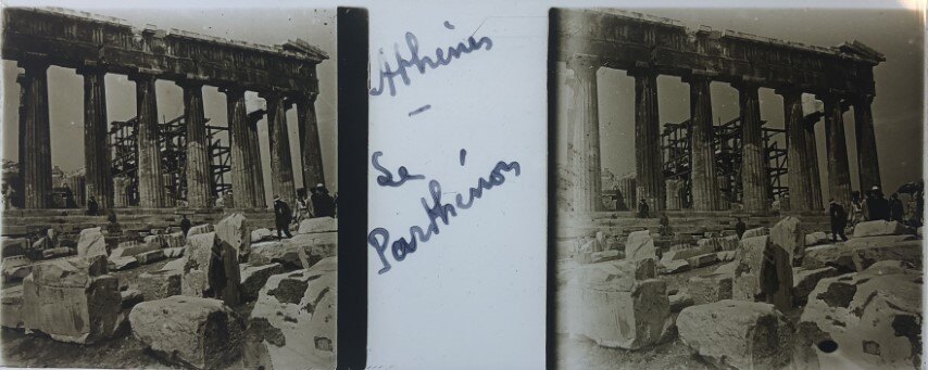 Visitors at Parthenon, Personal Glass 1903, Greece.jpg