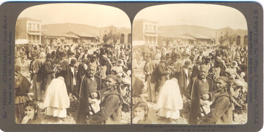 Bartering for the necessaries of life, Market Day in Argos, 1901, HC White, Greece