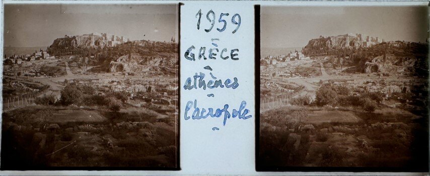 View of the fields near Acropolis, Greece, 1959