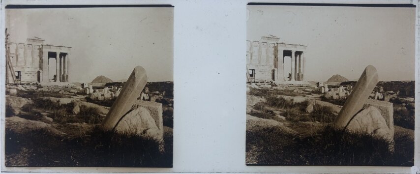 A view of Acropolis Entrance at Athens, Greece, Glass - 1918