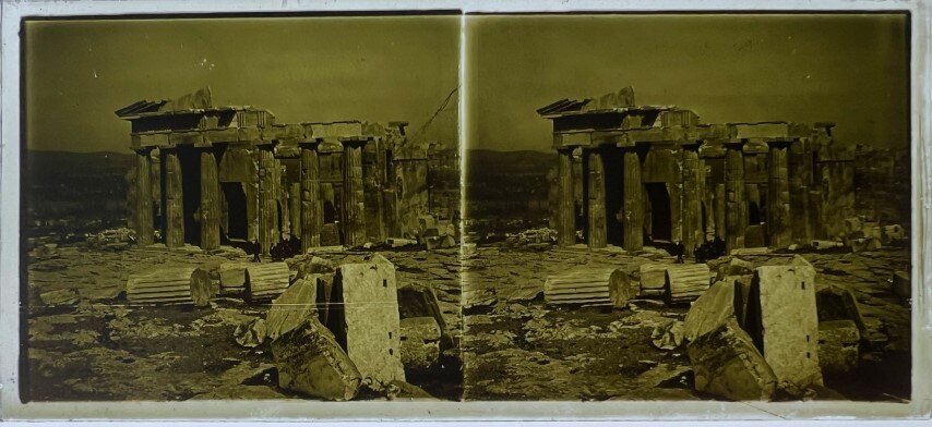 People walking out of Parthenon, Greece, 1900