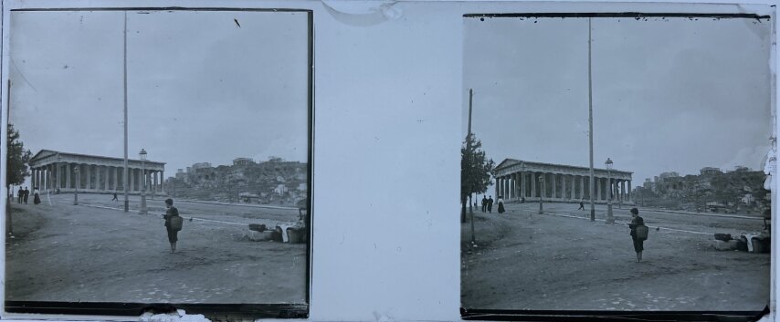 Theseion temple, Acropolis and a small seller, 1910, Greece
