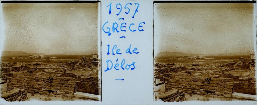 View of sea at Delos, Greece, 1957
