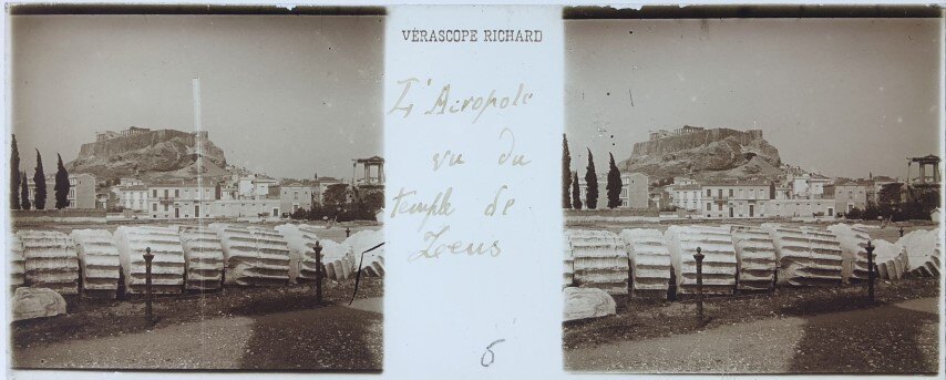 Temple of Zeus and Acropolis, Verascope, 1911, Greece