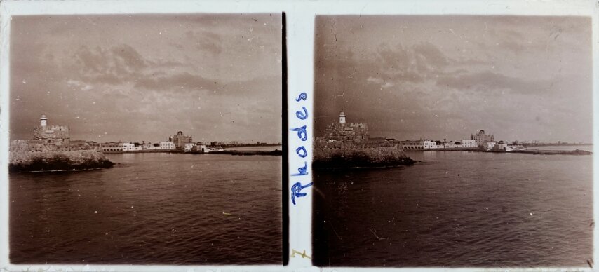 Island of Rhodes, view of port entrance, Greece