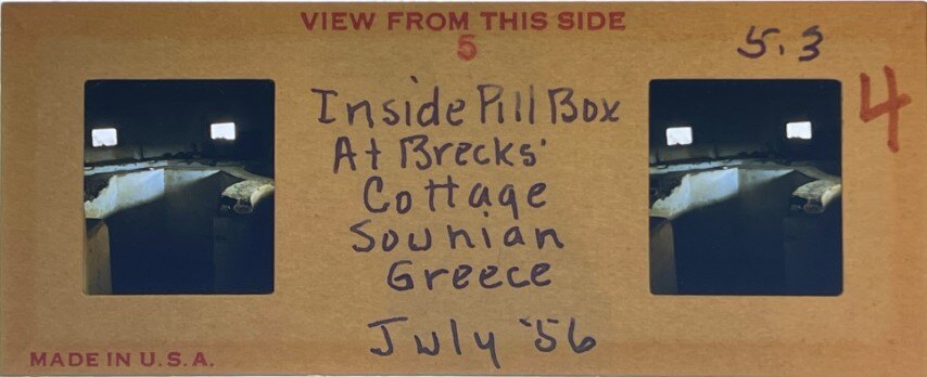 Inside pill box at Sounio, Greece, 1956, Personal Realist