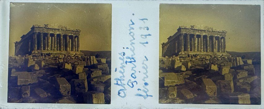 View of the Parthenon with people, 1931, Greece