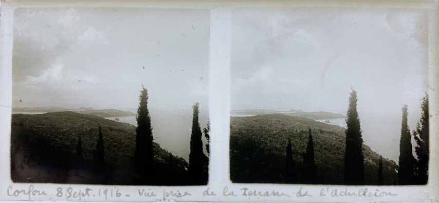 Corfu, 8 Sep 1916, View from Achilleion 2, Greece, Personal Glass