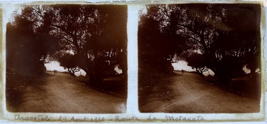 Argostili, 29 Aug 1916, Route to Metaxata 2, Greece, Pesonal Glass