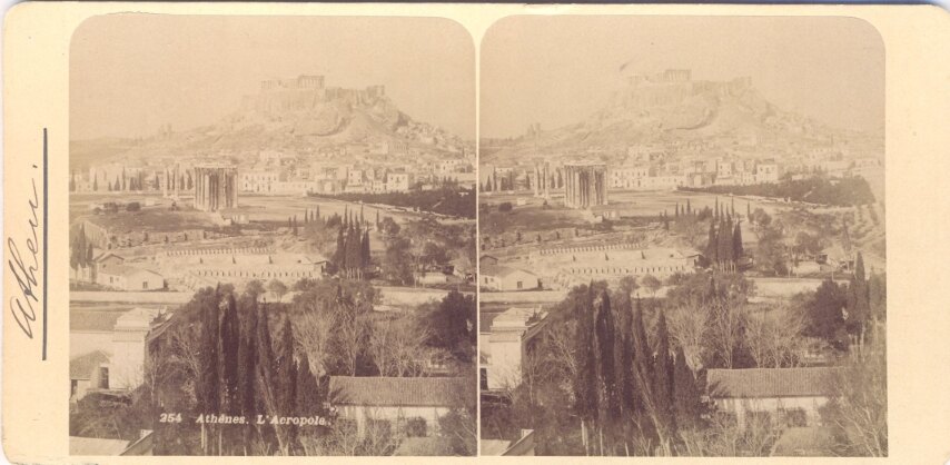 Athens, general view of Olympian Zeus and Acropole, Greece