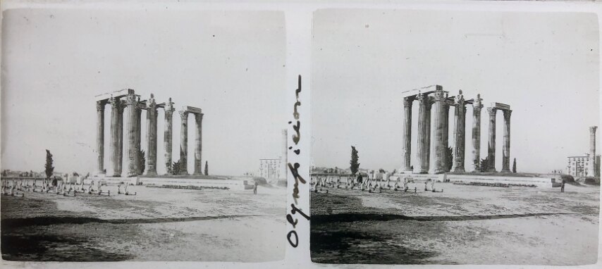 Evzones (Tsoliades) working out at Olympian Zeus Temple, Personal Glass, 1930