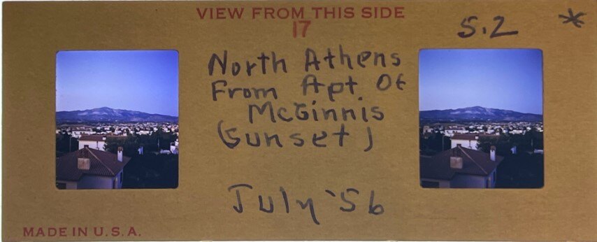 Athens North Sunset from Apartment, Greece, 1956, Personal Realist