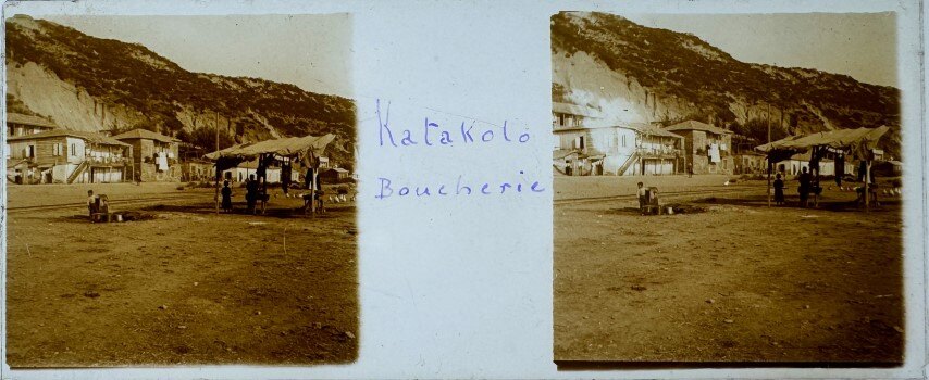 View of houses at Katakolo, Greece, 1915