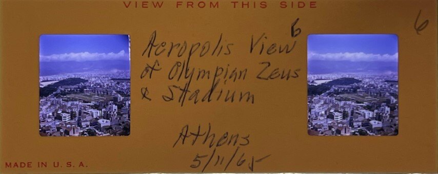 View of Olympian Zeus and Panathinaiko from Acropolis 11 May 1965, Athens - Realist, Greece.jpg