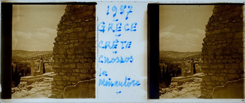 View of the Knosos palace, Crete, Greece, 1957