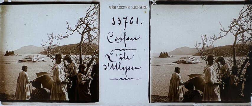 People on the beach near Pontikonisi, Corfu 1930, Greece