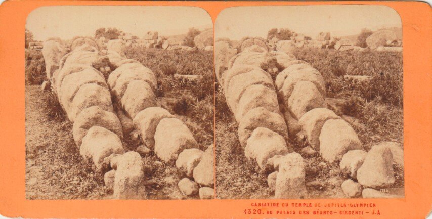 Fallen columns at Zeus temple, Athens, 1931, Greece
