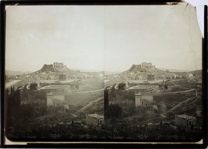 View of the Acropolis, Athens, Personal Cabinet Glass 18x13, Greece, 1889