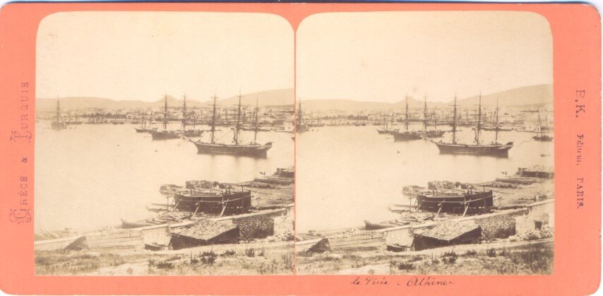 General view of Piraeus Port, BK Paris, 1880, Greece