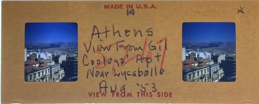 Athens view from apartment 3, Greece, 1953, Personal Realist