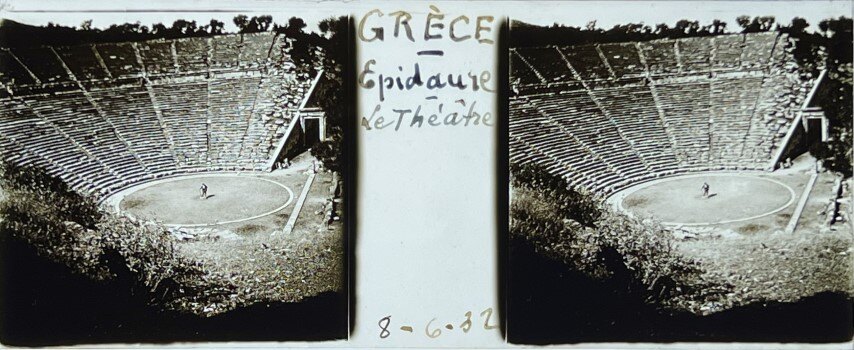 Man standing in the middle of Epidauros theatre - Glass, Greece.jpg