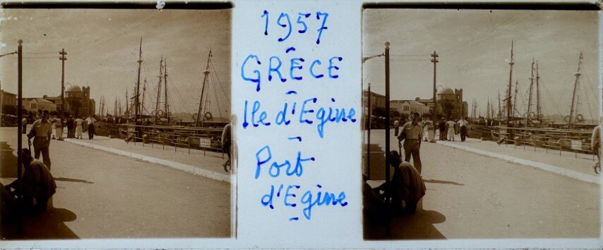 View of port at Egina, Greece, 1957