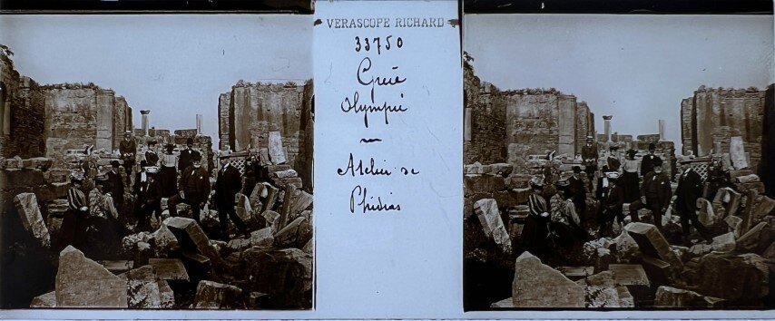 Visitors at the ruins on Olympia, 1930, Greece