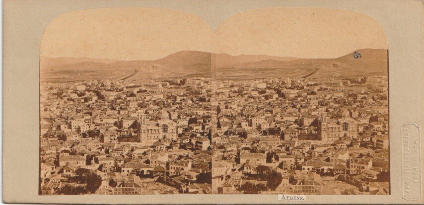 View of Athens and the Mitropolis Church, Stereo Corp, 1870