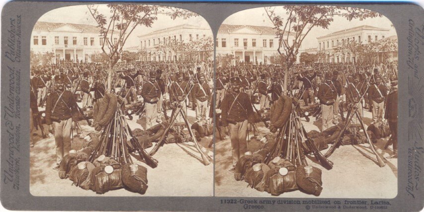 Greek army division mobilized on frontier, Larisa, 1897