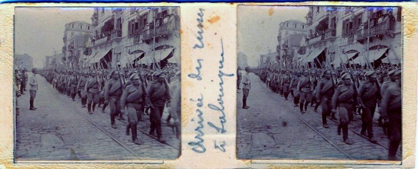 Russian troops prading at Nikis Avenue at Thessaloniki, Greece 30.06.1916