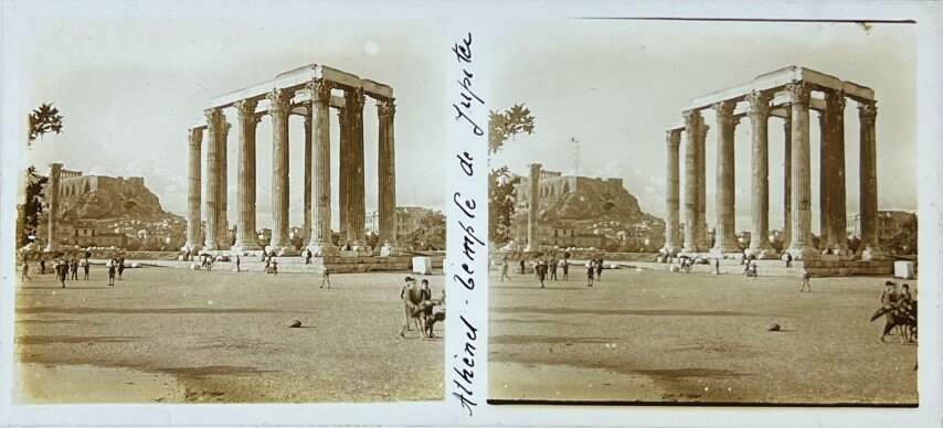 People walking and sitting at Olympian Zeus temple, Athens - Glass, Greece.jpg