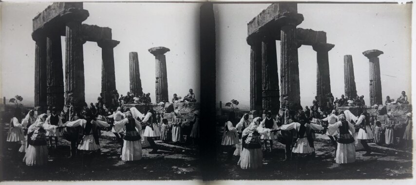 Locals dancing at Corinthos, Personal Glass, 1930, Greece