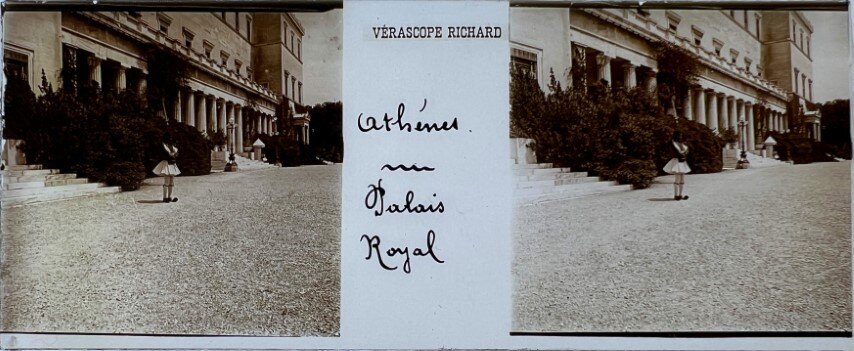 Athens Evzone guard at Kings Palace, Greece, 1900, Verascope