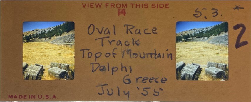 Old race trach Delphi, Greece, 1955, Personal Realist
