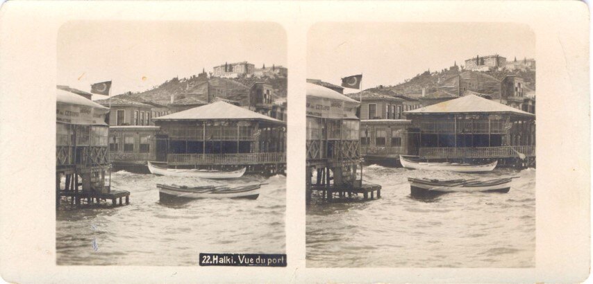 Halkis Port and Greece sign restaurant, Greece, 1920