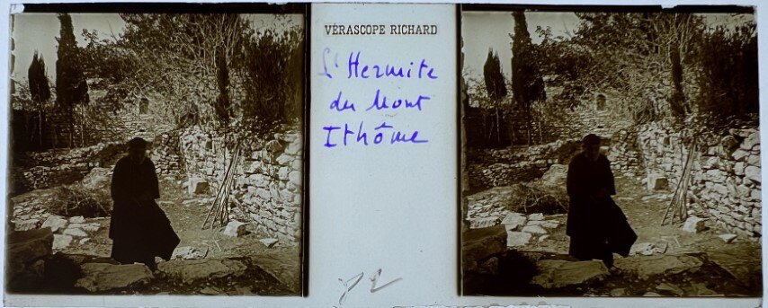 Greek priest at Ihtomi, Greece, 1900, Verascope