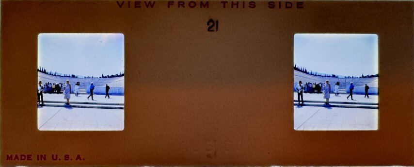 On the entrance of Panathinaikon stadium, Athens, Greece, 1960