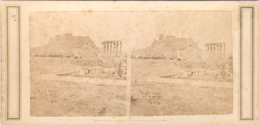 Constantin, View of Zeus Temple and Acropolis, 1870, Athens Greece