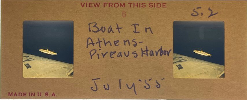 Boat near Athens from Air,Greece, 1955, Personal Realist