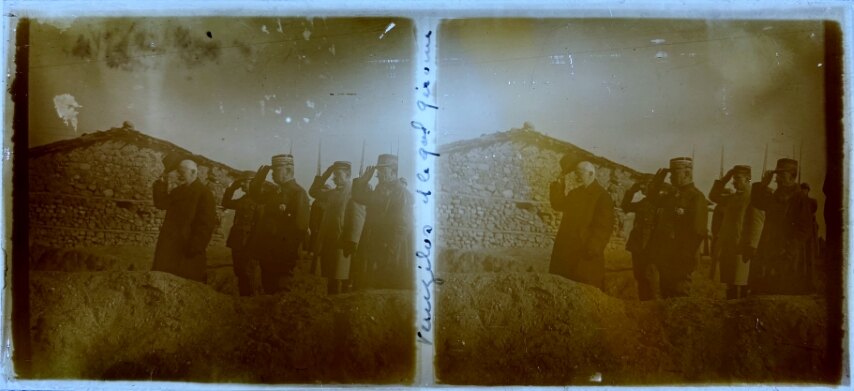 Venizelos paying respect, WWI, Greece, Personal Glass