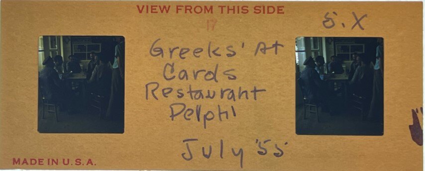 Playing cards at Delphi,Greece, 1955, Personal Realist