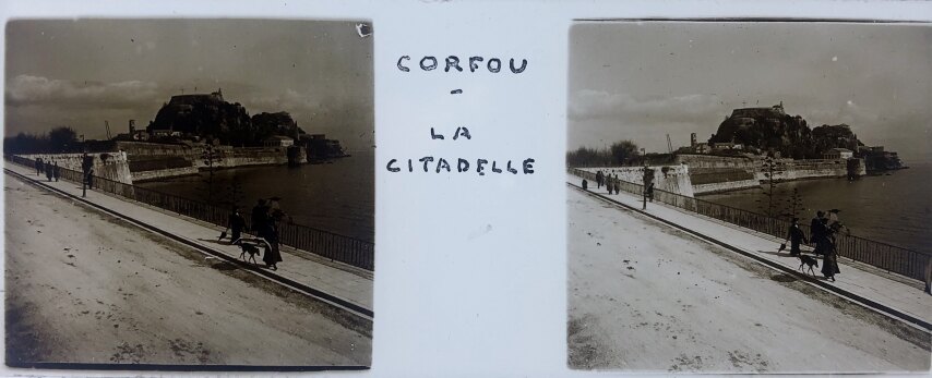 Corfu the road to castle, Greece, Glass - 1918