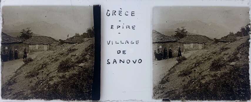 Old village of Sanovo today Aetopetra Ipeiros, Greece, Glass - 1918