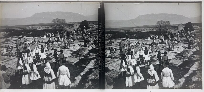 Local costumes at Corinthos 2, Personal Glass, 1930, Greece