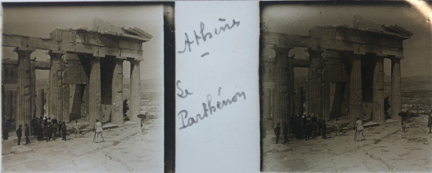 Taking a picture at Parthenon, Personal Glass 1903, Greece.jpg