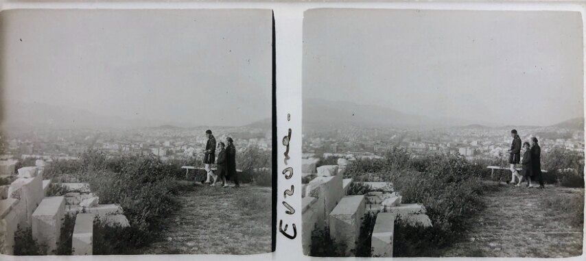 At Acropolis with an Evzone (Tsolias), Personal Glass, 1930