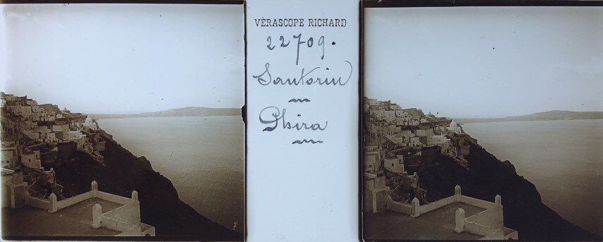 View of Phira at Santorini, Verascope, 1911, Greece