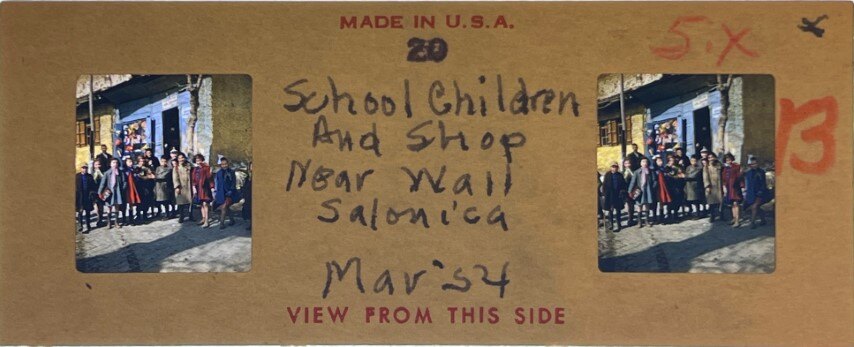 School children near wall at Salonica, Greece, 1954, Personal Realist