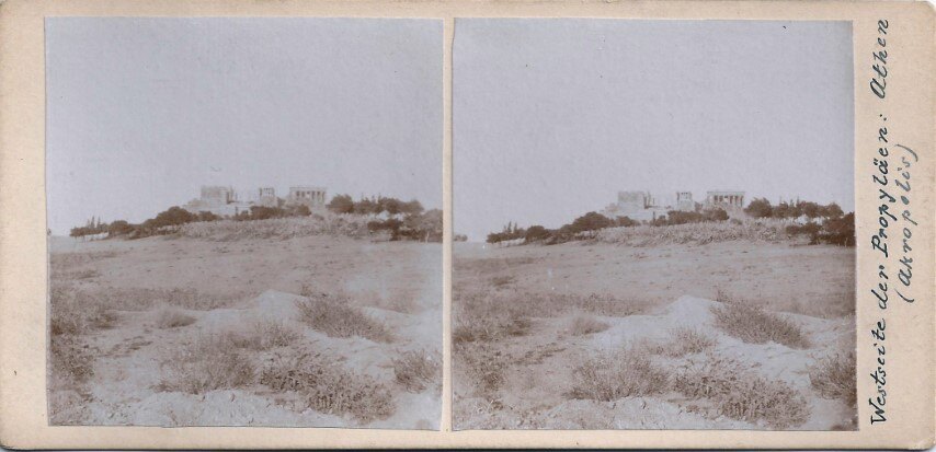 Acropolis, Propylaia, Personal Paper Stereoview, 1920 Greece
